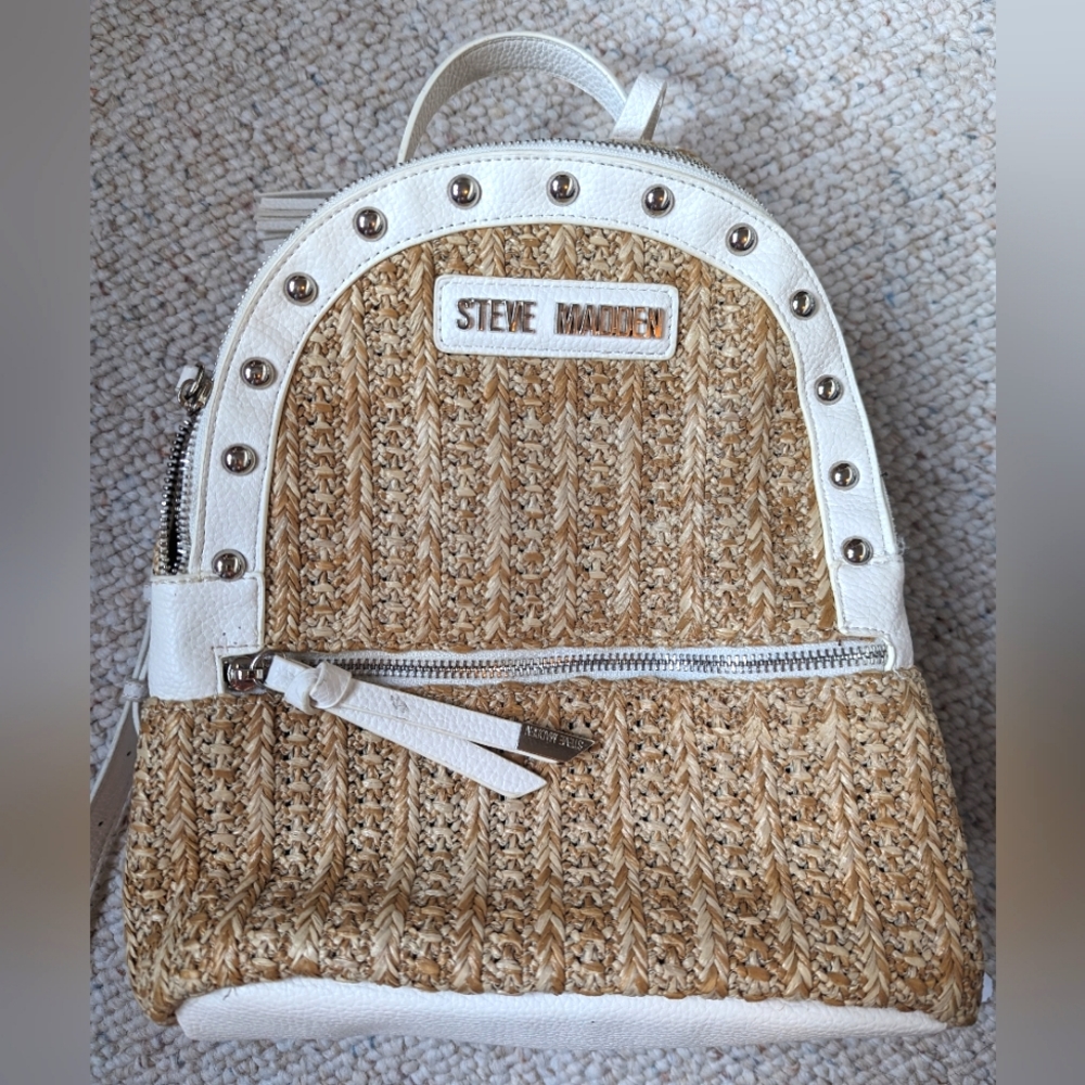 Steve Madden Studded Straw backpack